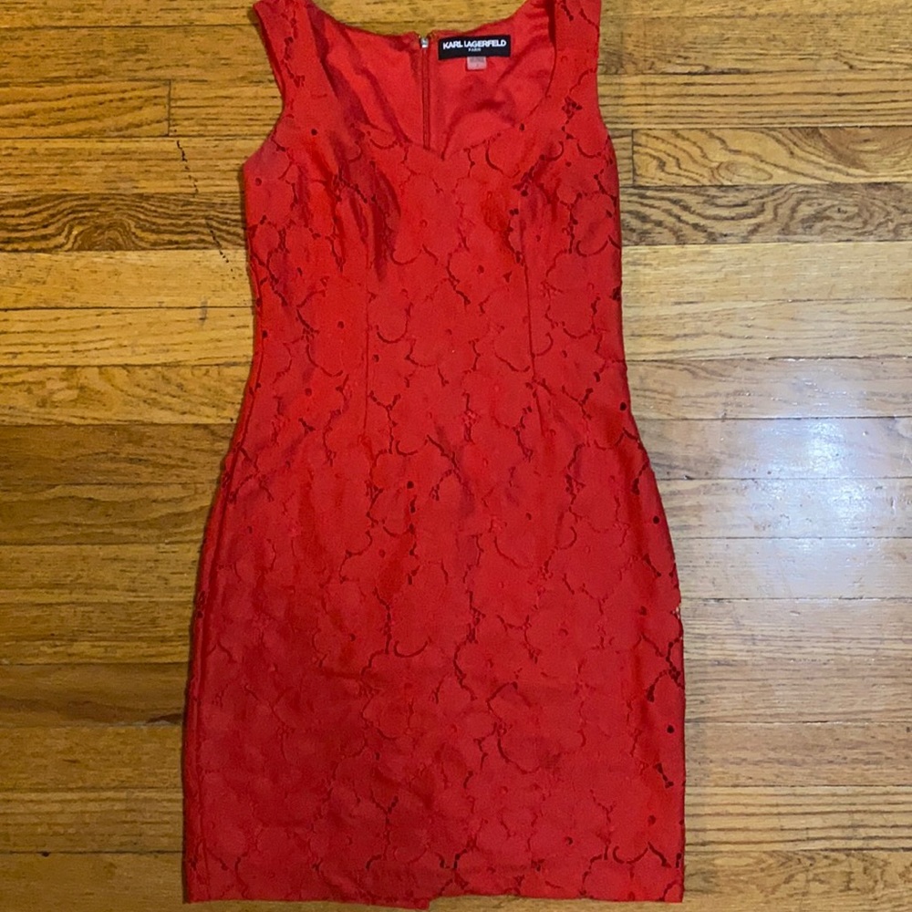 Karl Lagerfeld red cocktail dress